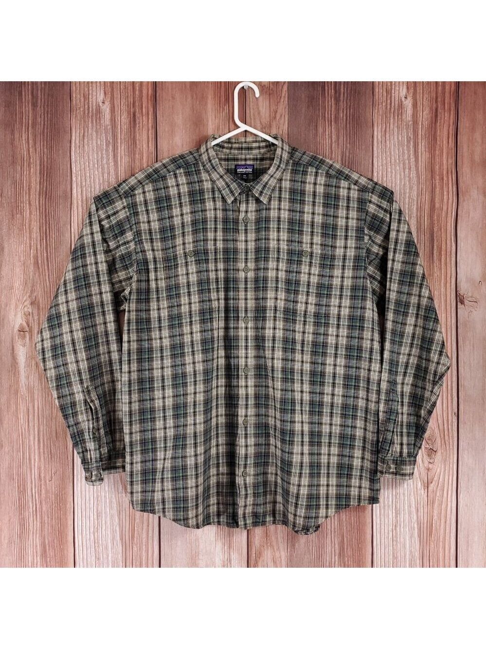 Patagonia Mens Size XXL Organic Cotton LS Button Up Flannel Shirt Plaid 53837